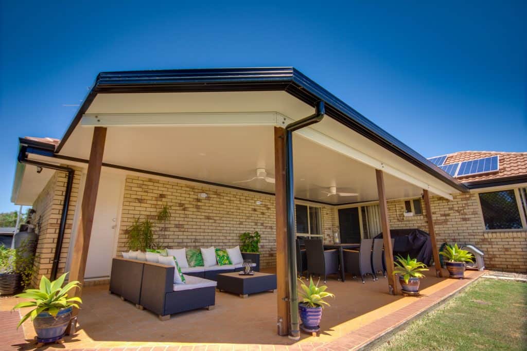 Outdoor Patio Roofing Brisbane with merbau posts