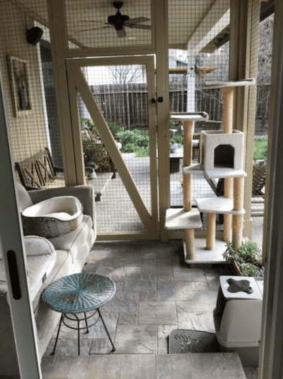 cat enclosure under patio roof
