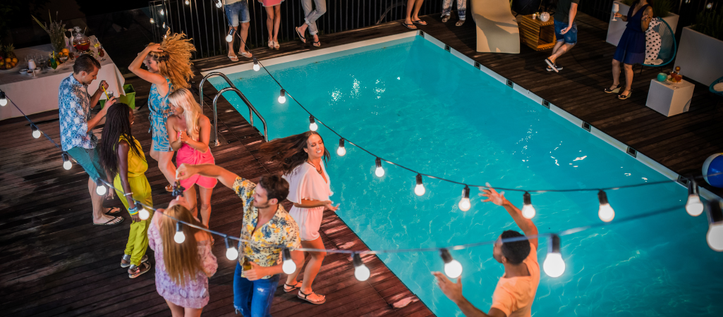 pool parties on a deck